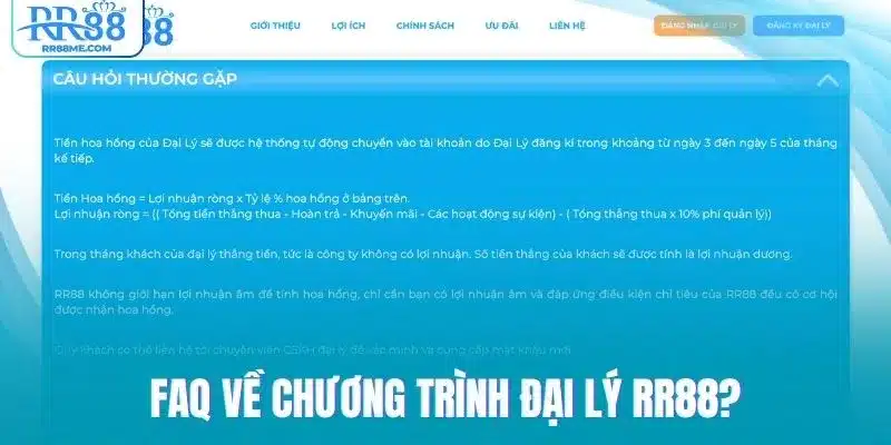 FAQ về chương trình đại lý RR88?